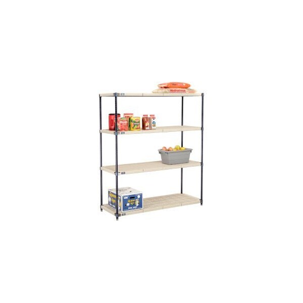 Global Equipment Nexel , Nexelite reg , 4 Tier, Vented Plastic Mat Shelving Unit, 54"W x 24"D x 63"H PM24546N - main